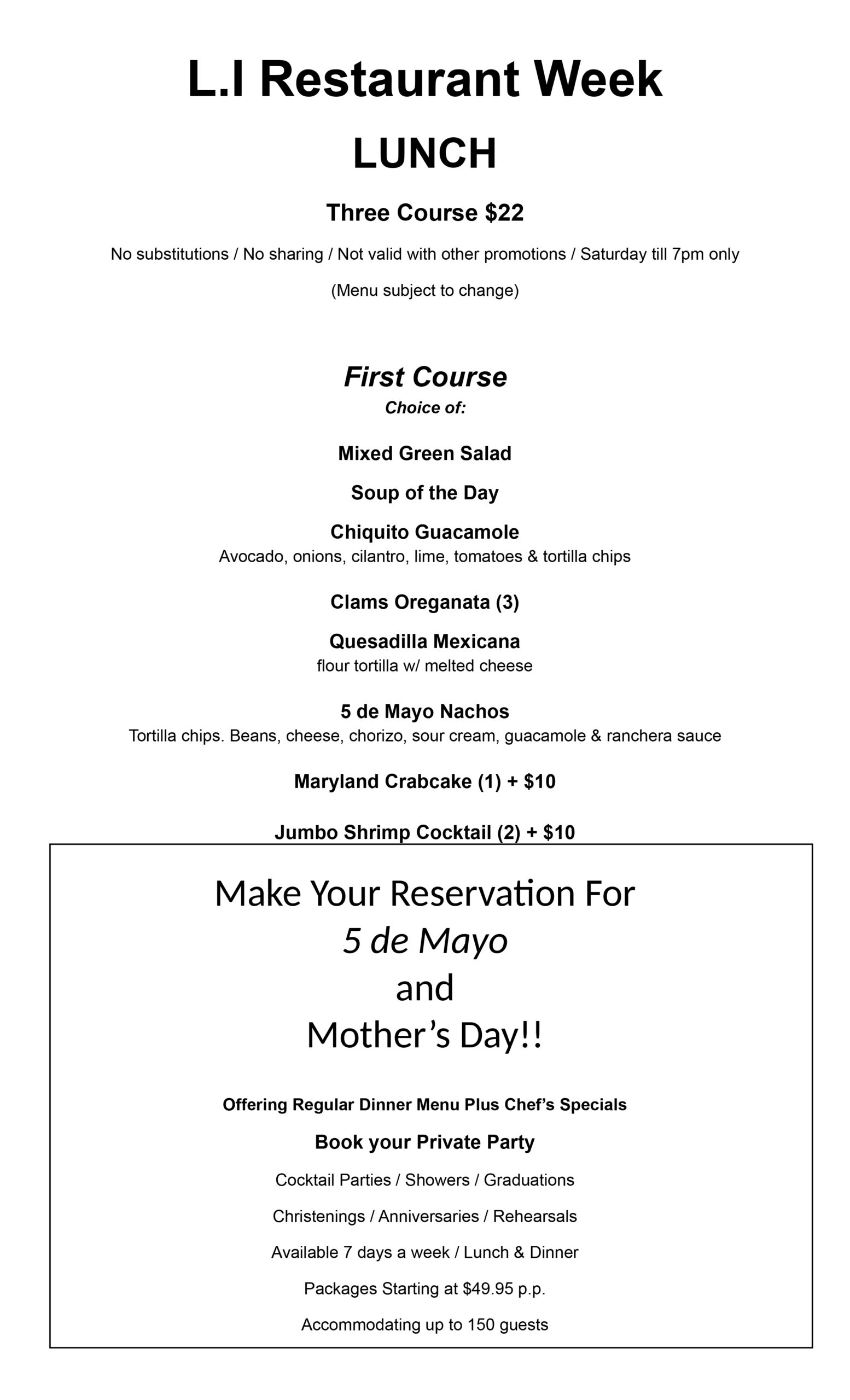 L.I. Restaurant Week LUNCH